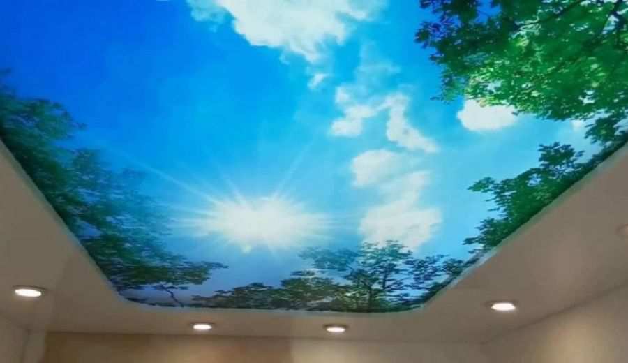 Фотография натяжного потолка с подсветкой