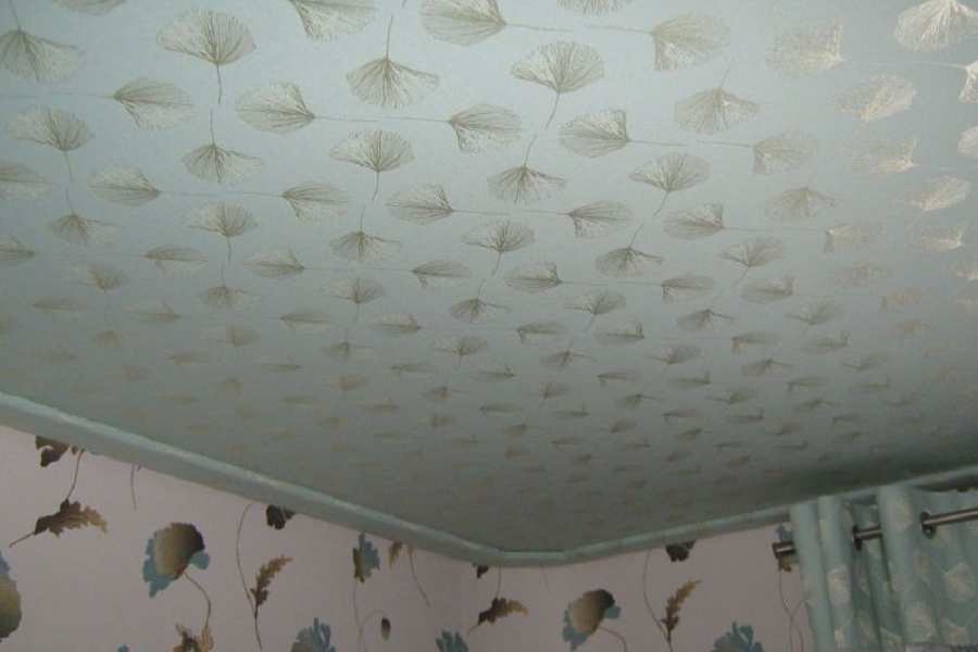 Тканевый натяжной потолок в зале
